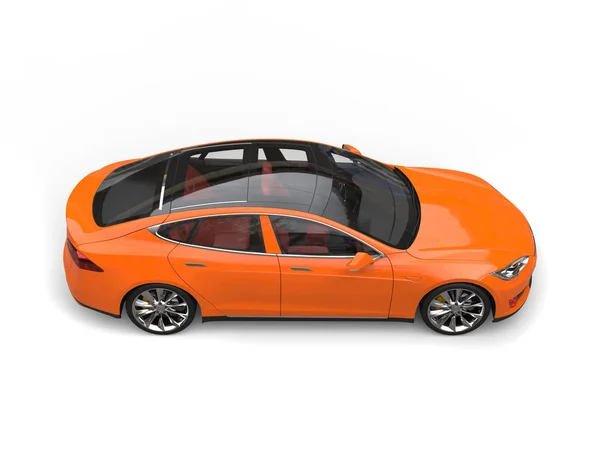 Fris Oranje Moderne Elektrische Sportwagen Met Glazen Dak — Stockfoto