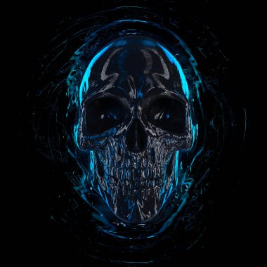 Mavi parlak nokta ile siyah parlak kafatası