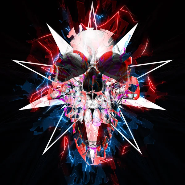 Neo Noir Punk Skull Neon Glows — Stock Photo, Image