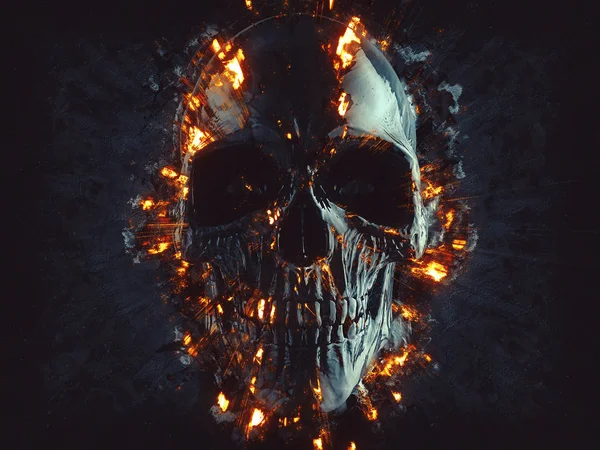 Black Skull Flames Embers — Stock Photo, Image