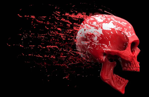 Screaming Red Skull Shedding Red Skin — Stock Photo, Image