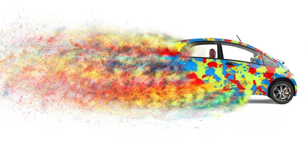 Kolorowe Małe Gospodarczej Elektryczny Samochód Cząstek — Zdjęcie stockowe