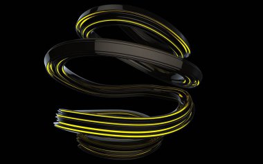 Soyut dalga spiral ve küresel formlar - sarı ışık