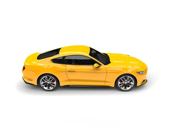 Carro Super Muscular Moderno Amarelo Vista Lateral — Fotografia de Stock