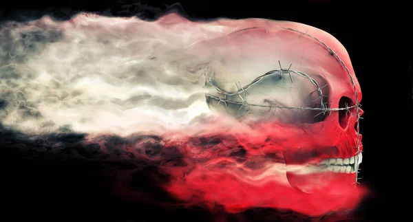Red Demon Skull Flying Mist — Stock Photo, Image