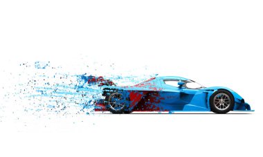 Mavi yarış supercar - etkisi düşen boya