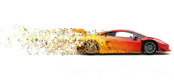 Rage Vermelho Futurista Corrida Sportscar Pixel Trail — Fotografia de Stock