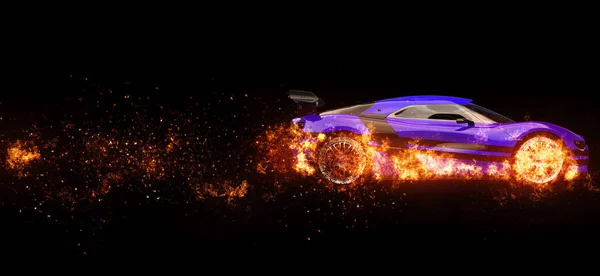 Фиолетовый Суперспорткар Колеса Огне — стоковое фото