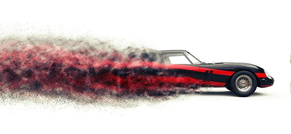 Vintage Black Sports Car Red Stripes Particle Trail Effect — Stock Photo, Image