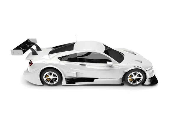 Serin Beyaz Modern Yarış Süper Araba Yan Görünüm Üst — Stok fotoğraf
