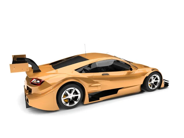Moderner Supersportwagen Metallischem Gold Rückansicht Von Oben Nach Unten — Stockfoto