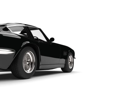 Ürkütücü siyah vintage yarış arabası - arka tekerlek portre vurdu