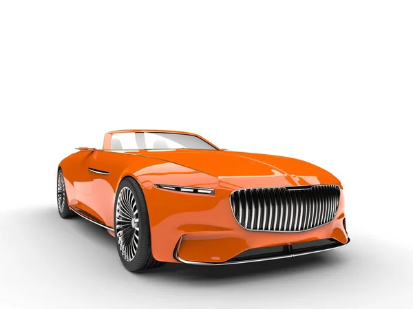 Racing Orange Moderna Cabriolet Konceptbil Framifrån Närbild Skott — Stockfoto