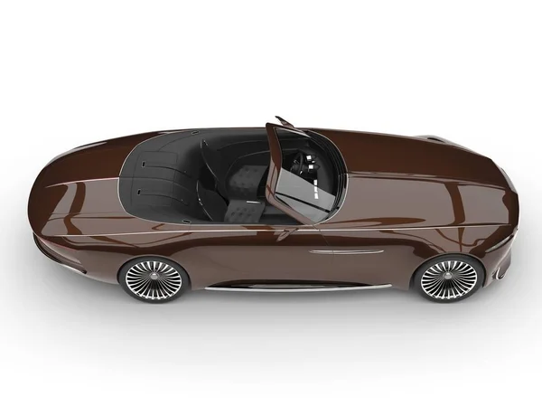 Coffee brown modern cabriolet concept car - top down side view