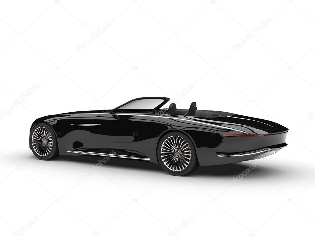 Midnight black modern convertible concept car - side view