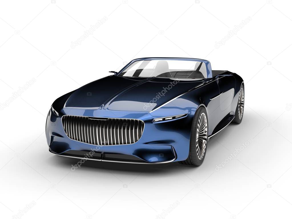 Metallic blue modern convertible concept car