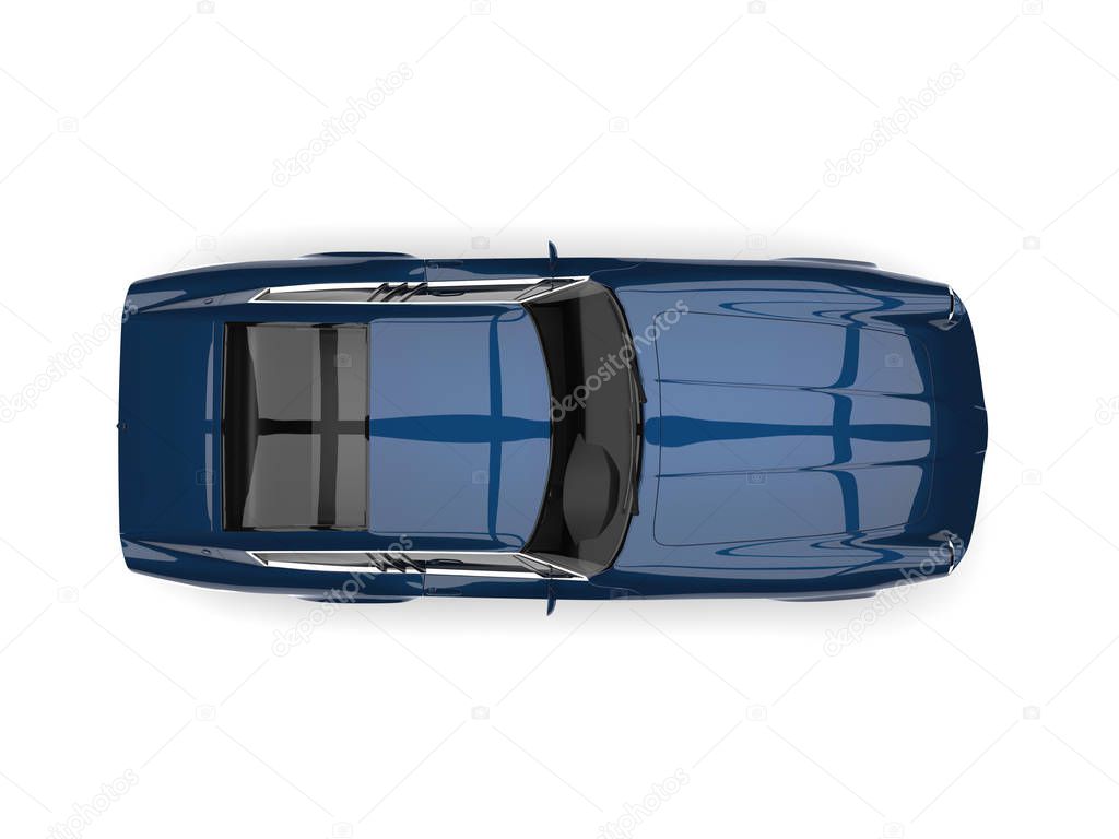 Egyptian dark blue vintage fast car - top down view