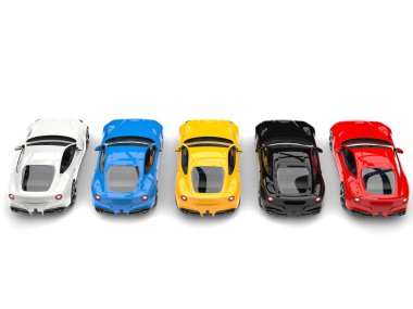 Modern spor konsept otomobiller çeşitli renklerde - kuyruk görünümü üst