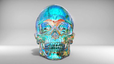 Parlak mavi katı kristal kafatası