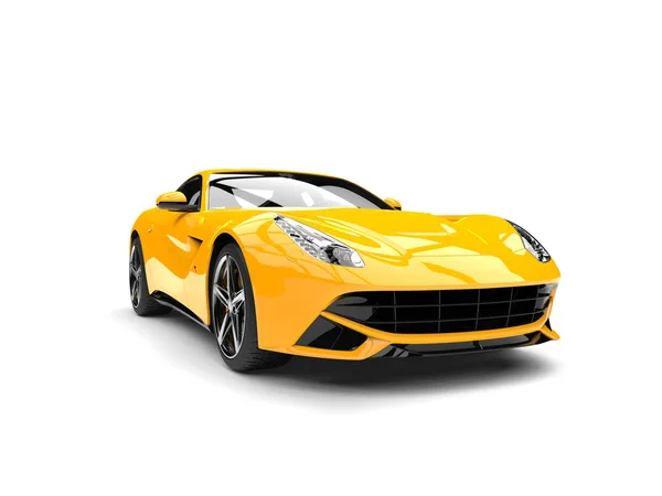 Hot Yellow Modern Concept Car Front Closeup Shot — Stock Photo, Image