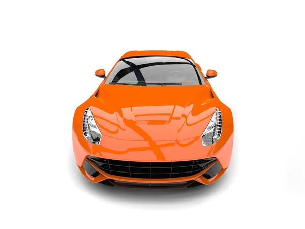 Modern Hot Orange Fast Concept Car Front View Closeup Shot — Stock Photo, Image