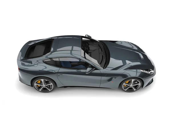 Concept Car Metalen Leisteen Grijze Moderne Luxe Top Zijaanzicht — Stockfoto