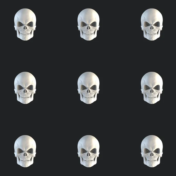 White angry skulls pattern on dark background