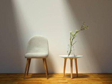 Tablo tarafından yan - oturma odası ile yumuşak ahşap sandalye
