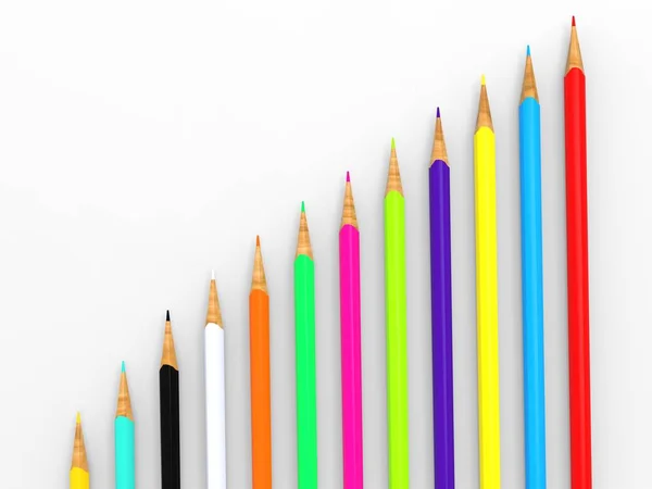 Színes Ceruzák Különböző Hosszúságú — Stock Fotó