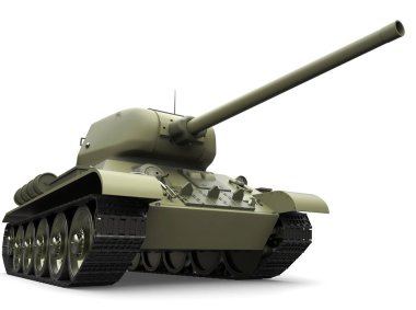 Eski zeytin yeşili askeri ağır tank - düşük açılı portre vurdu