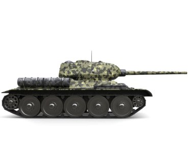 Orman camo eski askeri tank - yan görünüm