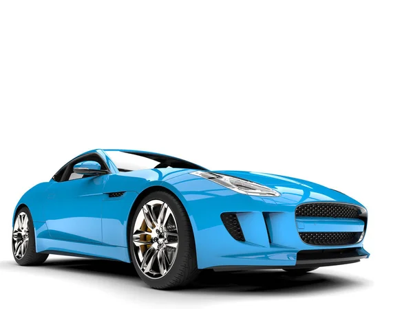 Lumineux Bleu Ciel Concept Moderne Voiture Sport Angle Bas Gros — Photo