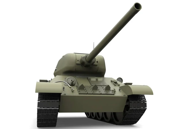 Old Olive Green Military Heavy Tank Front Low Angle Shot — Stock Photo, Image