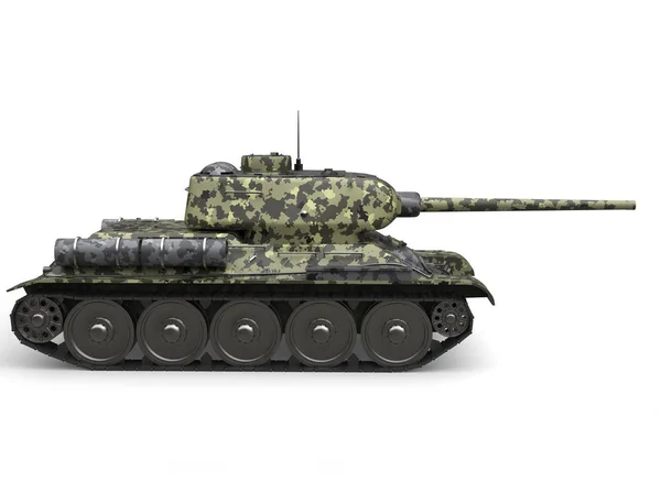 Forest Camo Oude Militaire Tank Zijaanzicht — Stockfoto
