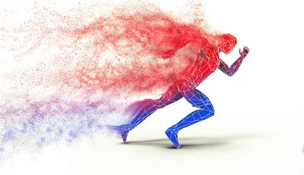 Running Man Particle Trail — Stock Photo, Image