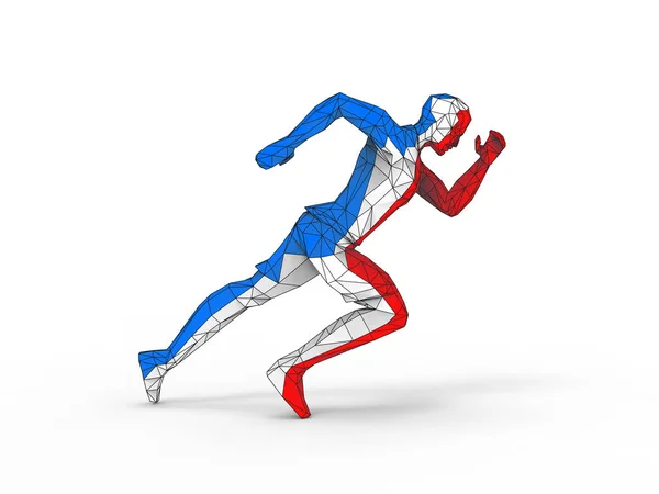 Uomo Basso Poligono Running Rosso Bianco Blu — Foto Stock
