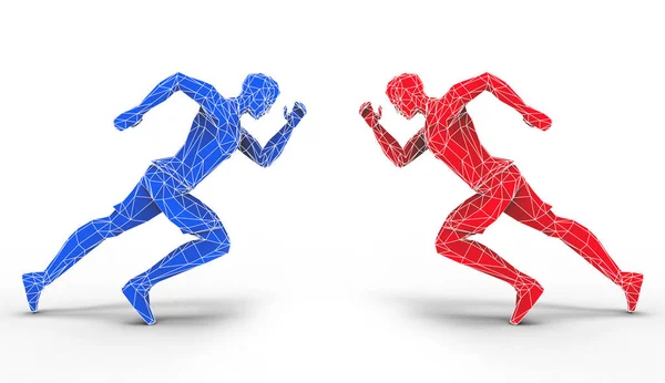 Κόκκινο Και Μπλε Τρέξιμο Άνδρες — Φωτογραφία Αρχείου