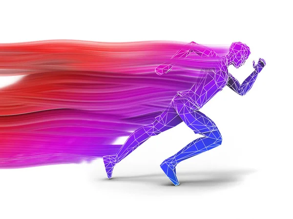 Low Polygon Running Man Speed Motion Trails — Stok Foto