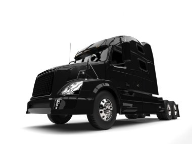 Siyah modern yarı römork kamyon - düşük açısı shot