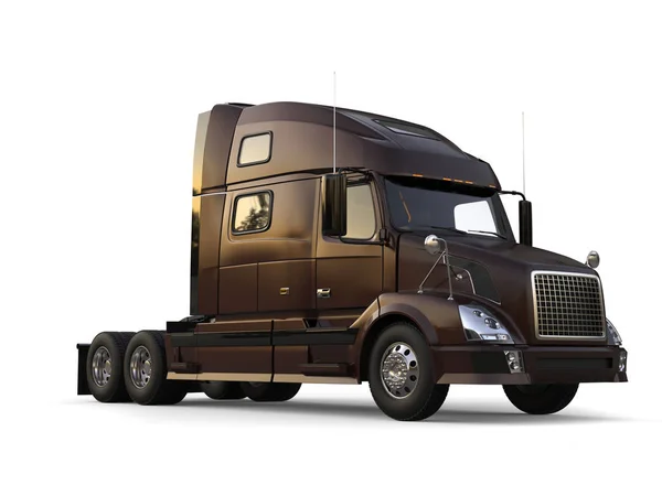 Metallic Dark Brown Modern Big Semi Trailer Truck — Stock Photo, Image