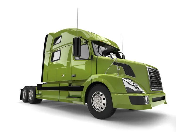 Bright Green Modern Semi Trailer Truck — Stock Photo, Image