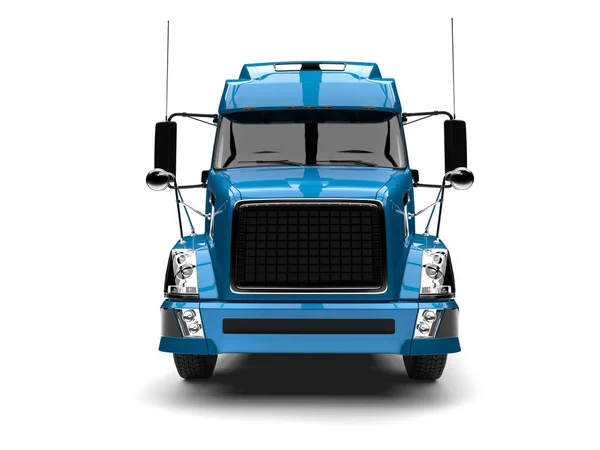 Caminhão Semi Reboque Moderno Azul Vista Frontal — Fotografia de Stock