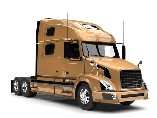Metallic Golden Semi Trailer Truck Closeup Shot — Stock Photo, Image