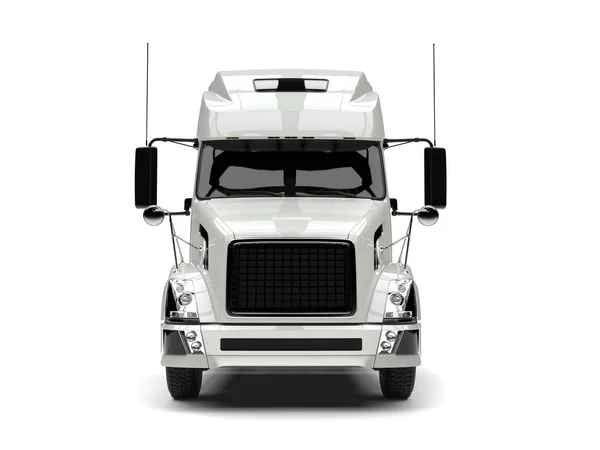 Basic White Modern Semi Trailer Truck Front View — Stock Photo, Image