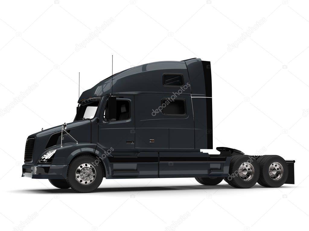 Dark slate gray modern semi trailer truck - side view