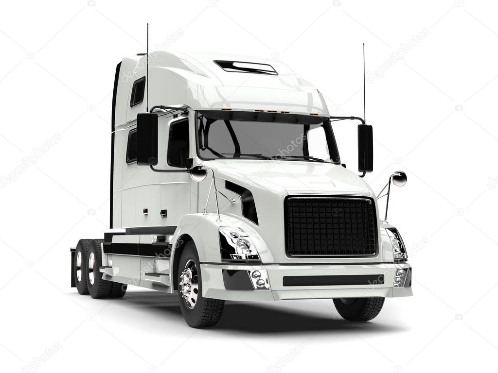 Basic white modern semi trailer truck