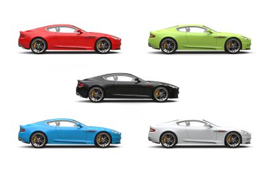 Modern lüks spor arabalar çeşitli renklerde