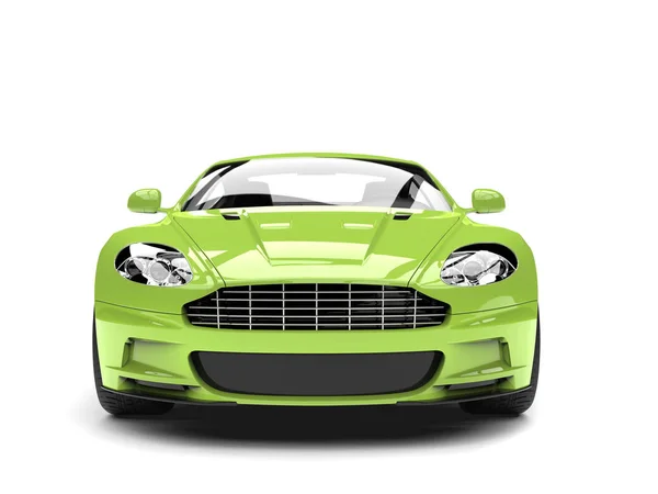 Crazy Zelená Moderní Sportovní Luxusní Auto Pohled Zepředu — Stock fotografie
