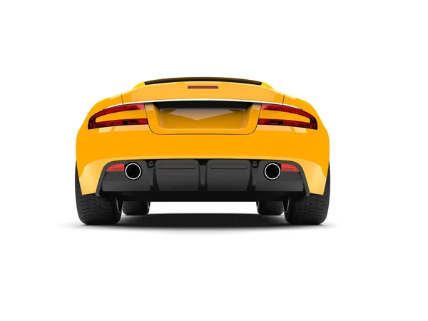 太陽の黄色のモダンな高級スポーツカー 背面図 — ストック写真