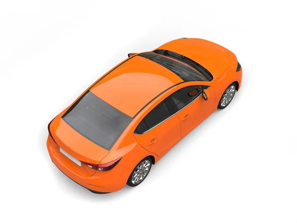 Meleg Narancsszínű Modern Üzleti Autó Felülről Lefelé Nézet — Stock Fotó